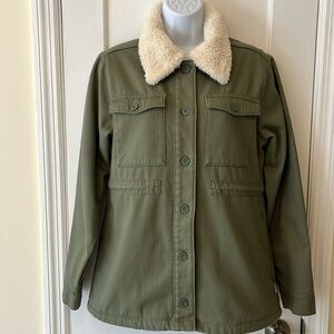 Hangten Cotton Fleece Jacket Women’s Small Green Pockets Streetwear Norm Hiking